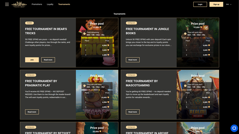 Pan Casino — Tournaments