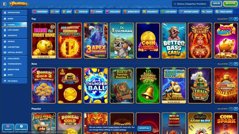 Pandido Casino — Games lobby