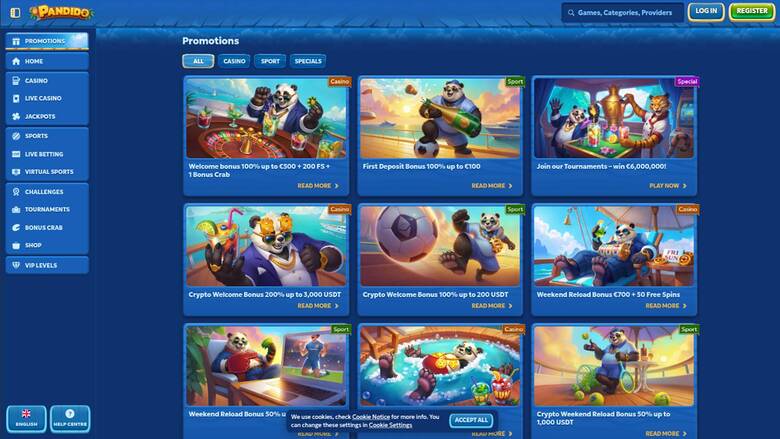 Pandido Casino — Promotions page