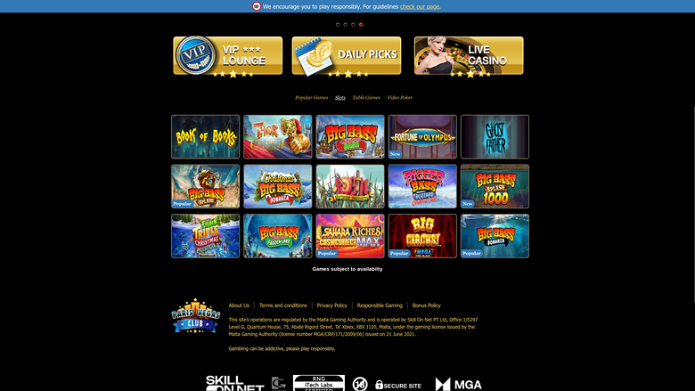 Paris Vegas Casino — Games lobby