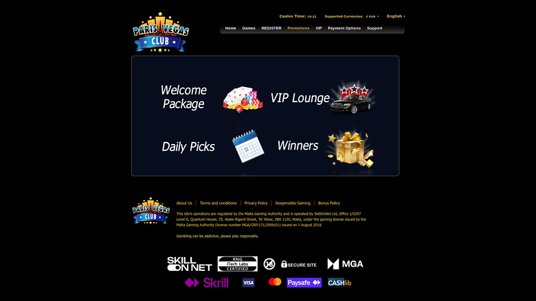 Paris Vegas Casino — Promotions page
