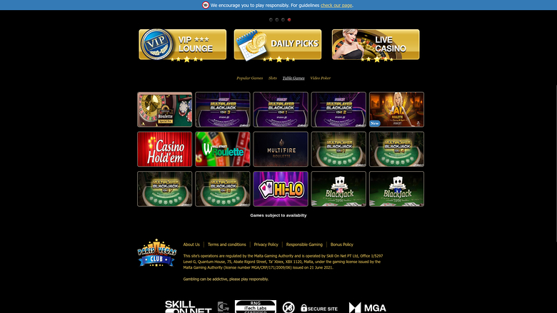 Paris Vegas Casino — Games lobby