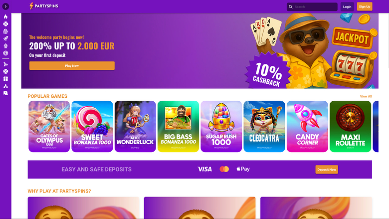 PartySpins Casino — Homepage