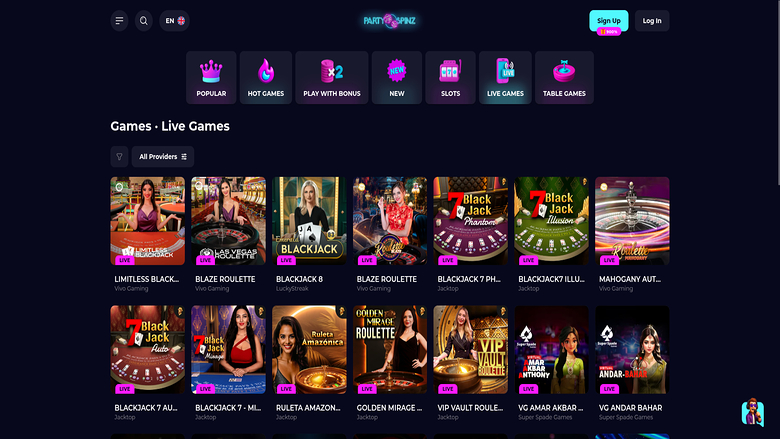 PartySpinz Casino — Livedealer