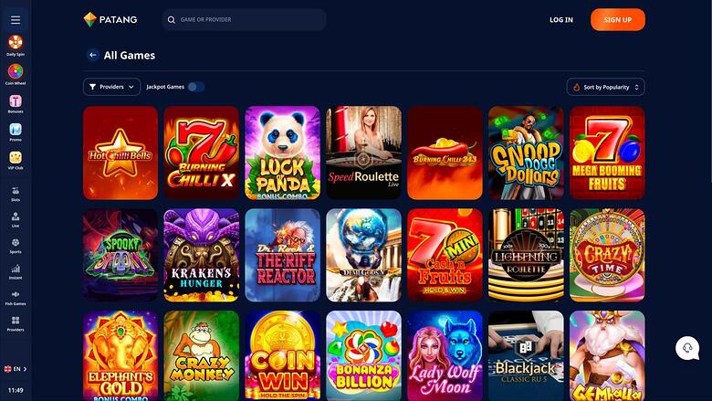 Patang Casino — Games lobby