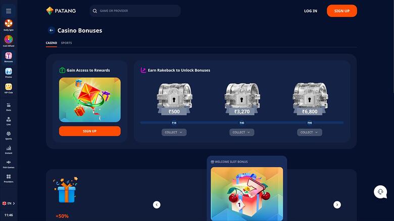 Patang Casino — Promotions page