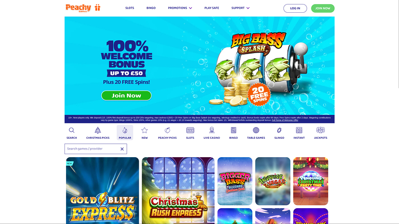 PeachyGames Casino — Homepage