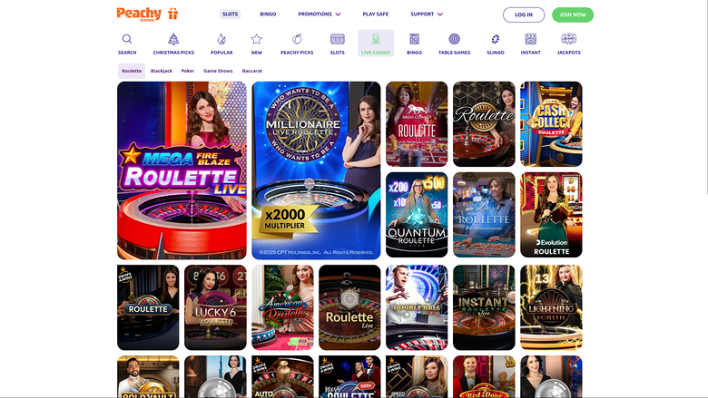 PeachyGames Casino — Games lobby