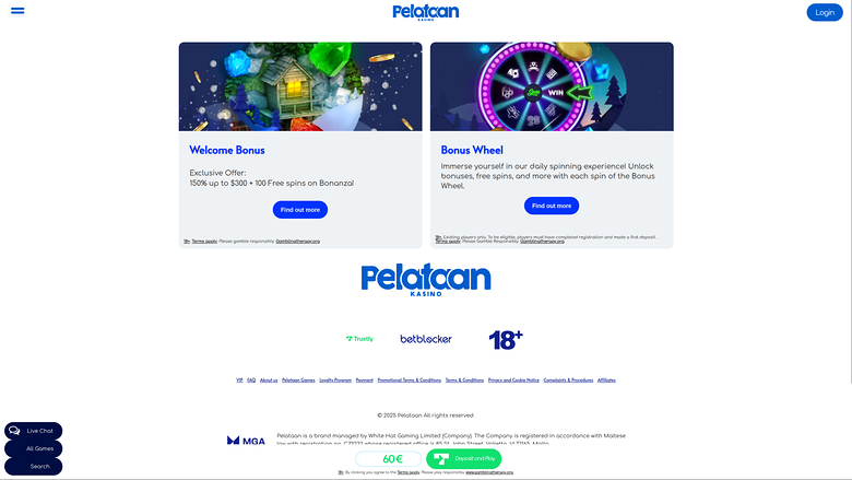 Pelataan Kasino — Promotions page