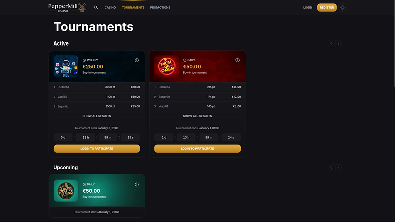 PepperMill Casino — Tournaments