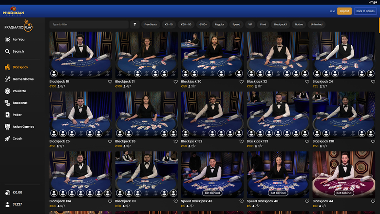 Phoenician Casino — Live dealer lobby