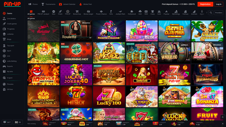 Pin Up Casino — Games lobby