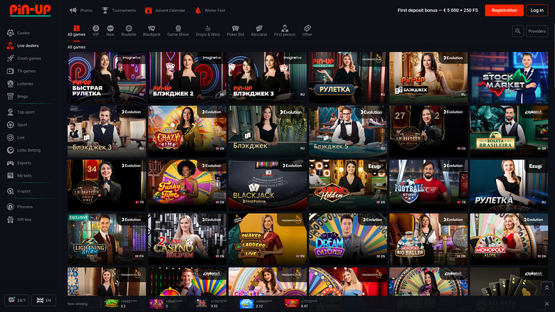 Pin Up Casino — Live dealer lobby