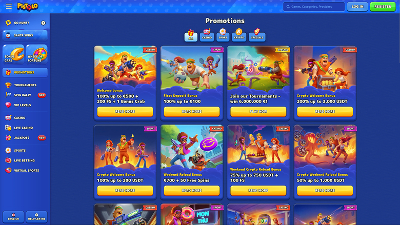 Pistolo Casino — Promotions page