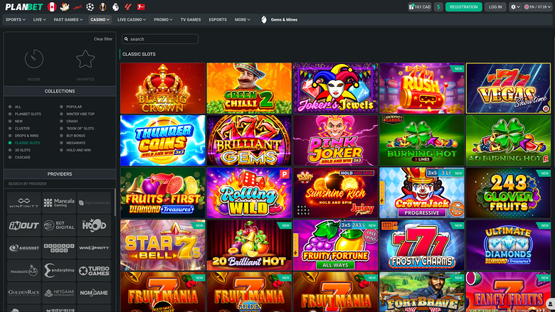 PlanBet Casino — Games lobby