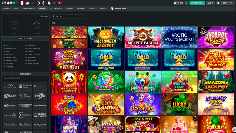 PlanBet Casino — Jackpot games