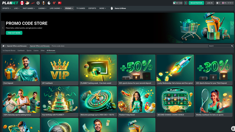 PlanBet Casino — Promotions page
