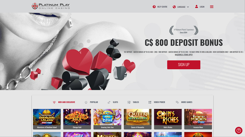 Platinum Play Casino — Homepage