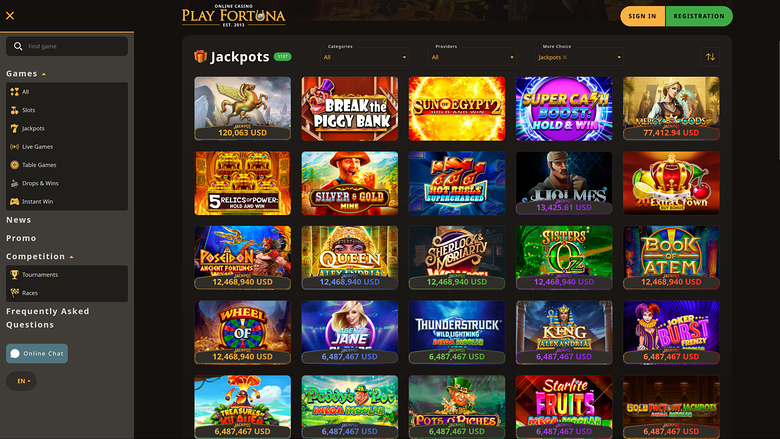 Play Fortuna Casino — Jackpot games
