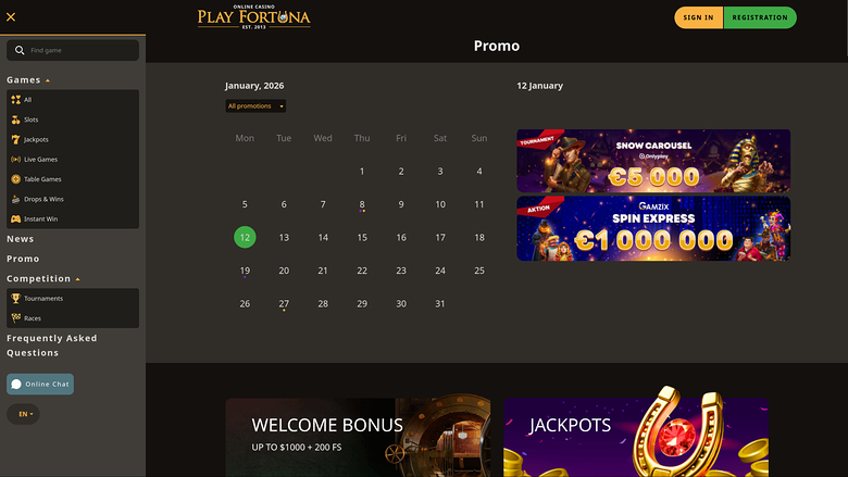Play Fortuna Casino — Promotions page