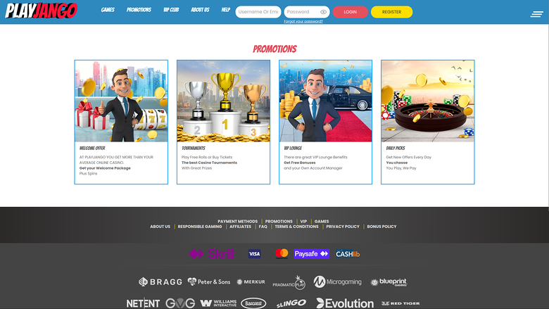 Play Jango Casino — Promotions page