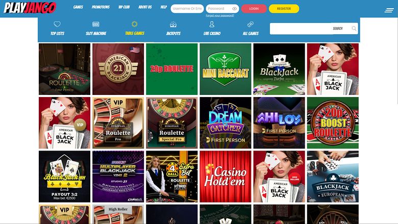 Play Jango Casino — Games lobby