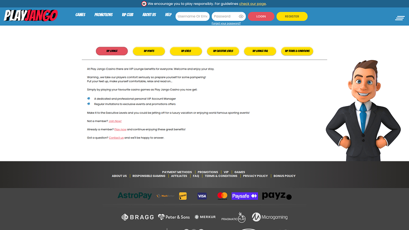 Play Jango Casino — VIP section