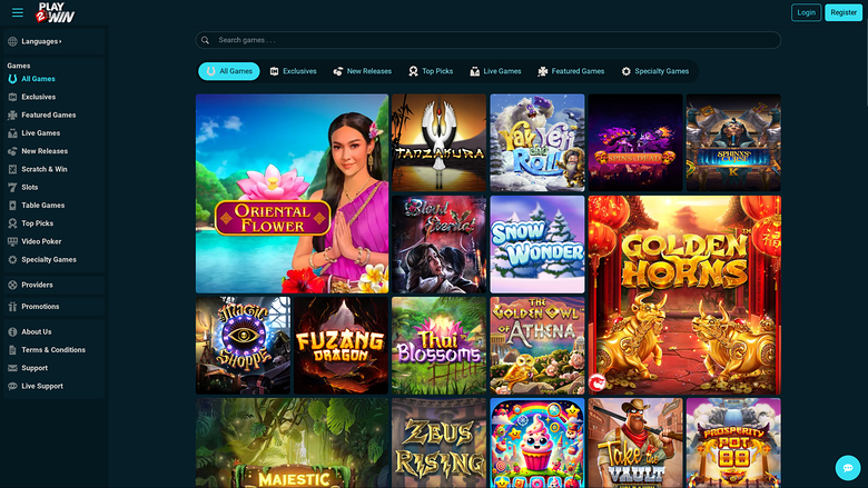 Play2Win Casino — Games lobby