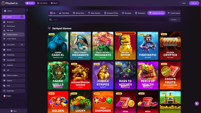 Playbet.io Casino — Jackpot games