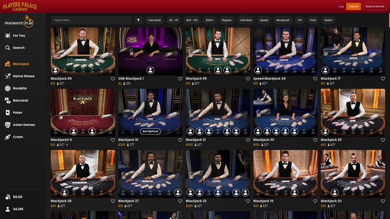 Players Palace Casino — Live dealer lobby