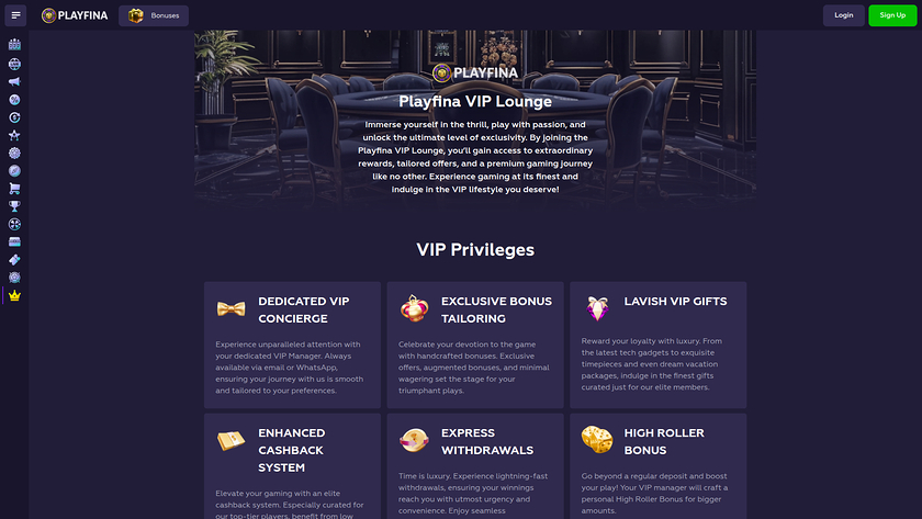 Playfina Casino — VIP section