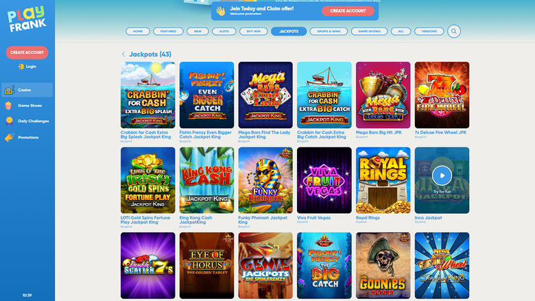 PlayFrank Casino — Jackpot games