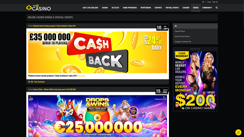 Playhub Casino — Promotions page