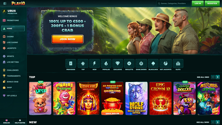Playio Casino — Homepage