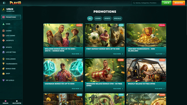 Playio Casino — Promotions page