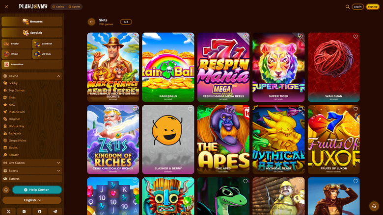 PlayJonny Casino — Games lobby