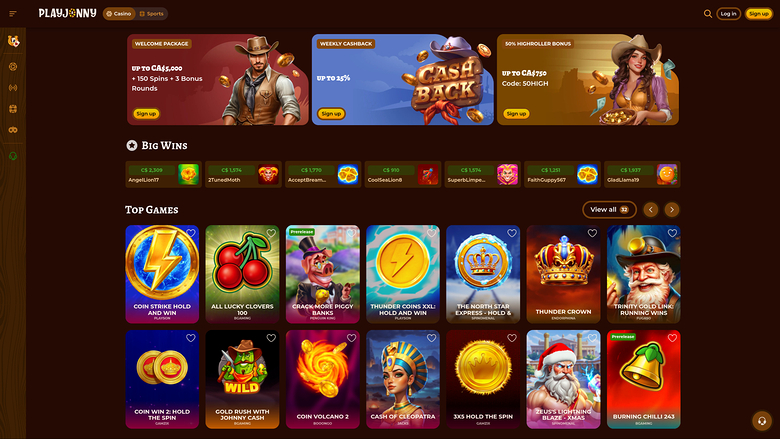 PlayJonny Casino — Homepage