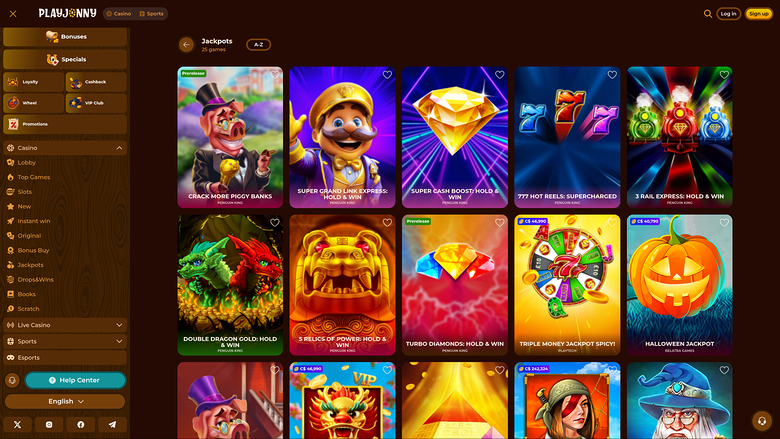 PlayJonny Casino — Jackpot games
