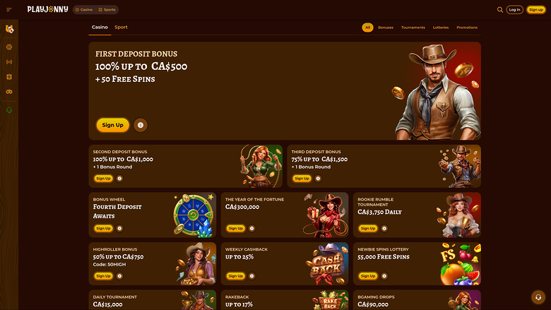 PlayJonny Casino — Promotions page