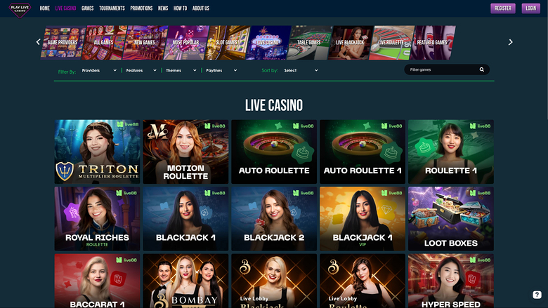 PlayLive Casino — Live dealer lobby