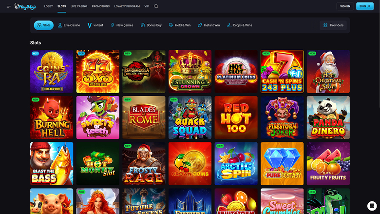 PlayMojo Casino — Games lobby