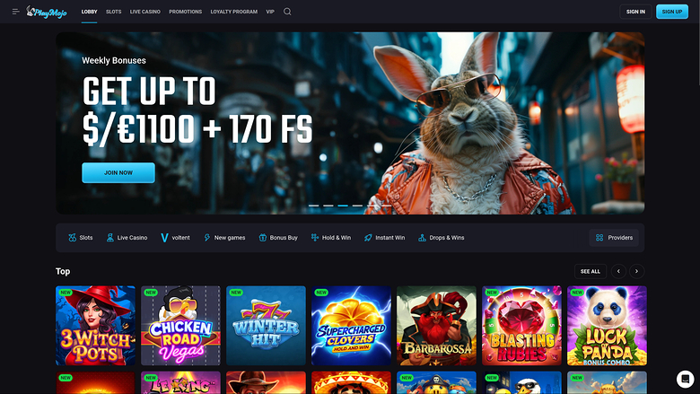 PlayMojo Casino — Homepage