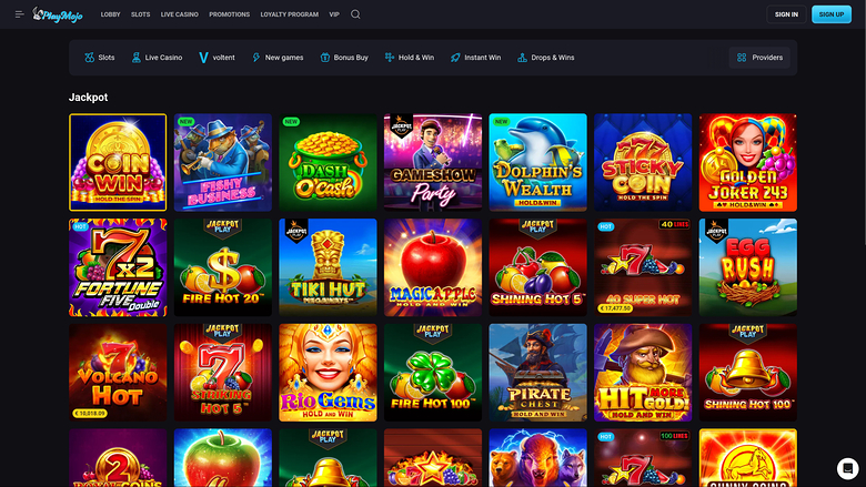 PlayMojo Casino — Jackpot games