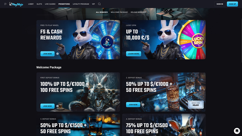 PlayMojo Casino — Promotions page