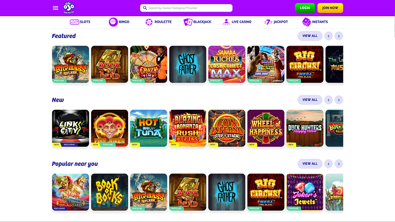 PlayOJO Casino — Games lobby