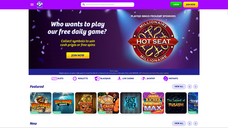 PlayOJO Casino — Homepage