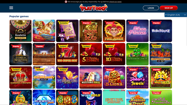 PlayToro Casino — Games lobby