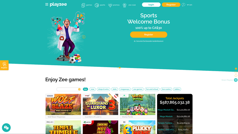 PlayZee Casino — Homepage