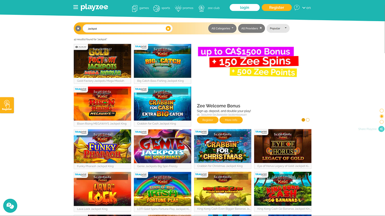 PlayZee Casino — Jackpot games