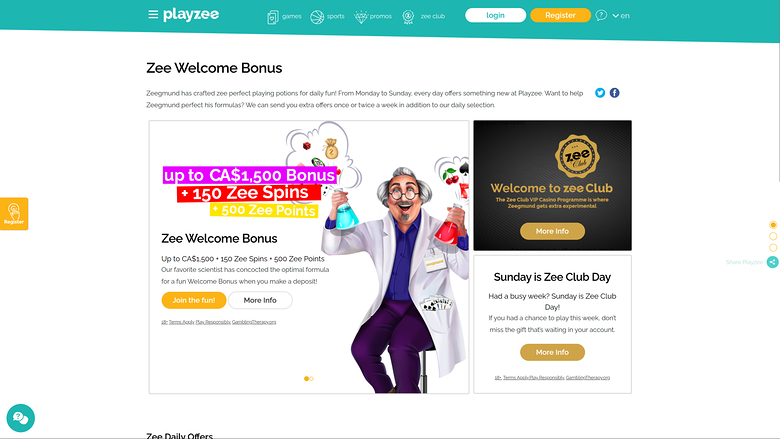 PlayZee Casino — Promotions page